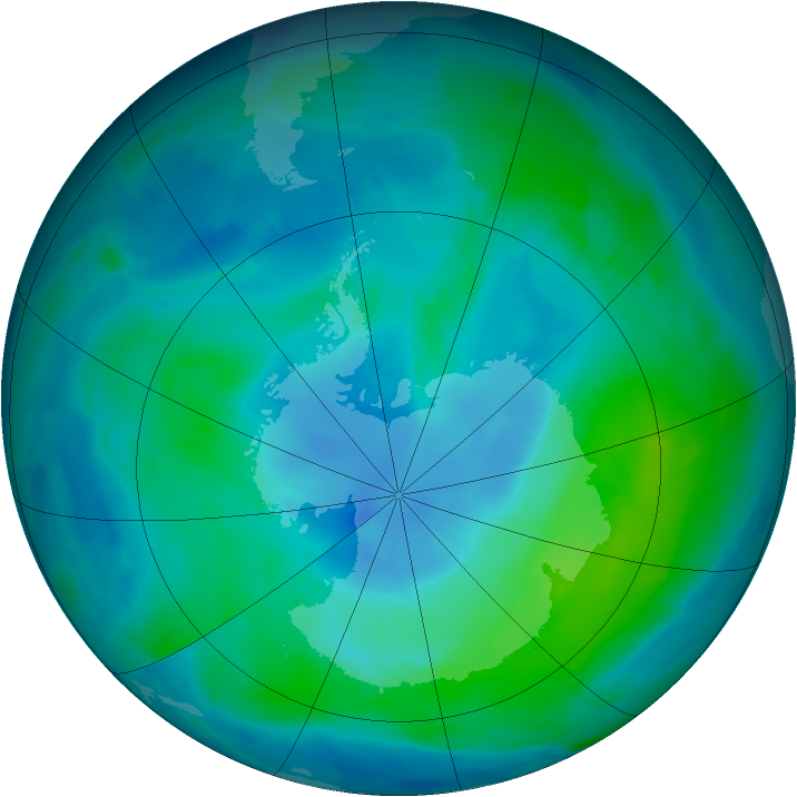 Antarctic ozone map for 02 March 2013